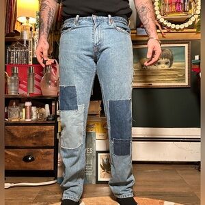 Levi's 502 alteredMen's Light and Dark Blue Patchwork Jeans 30x32